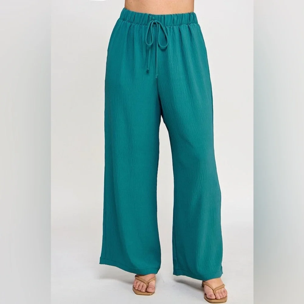 #81 Teal Palazzo Pants-plus size - Picture 2 of 5